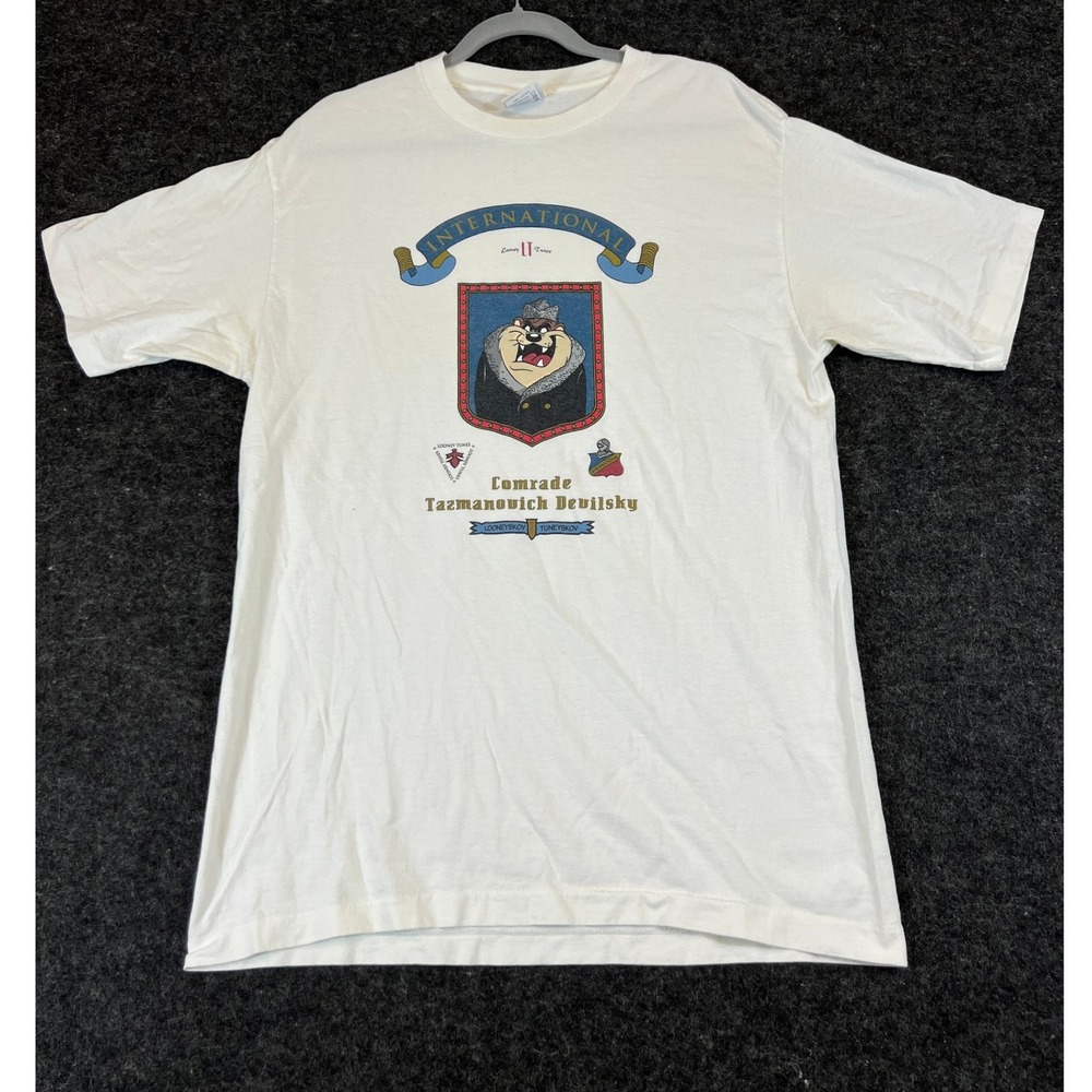 Vintage 1991 Looney Tunes Taz Russian Comrade T Shirt Mens Large White USA Made
